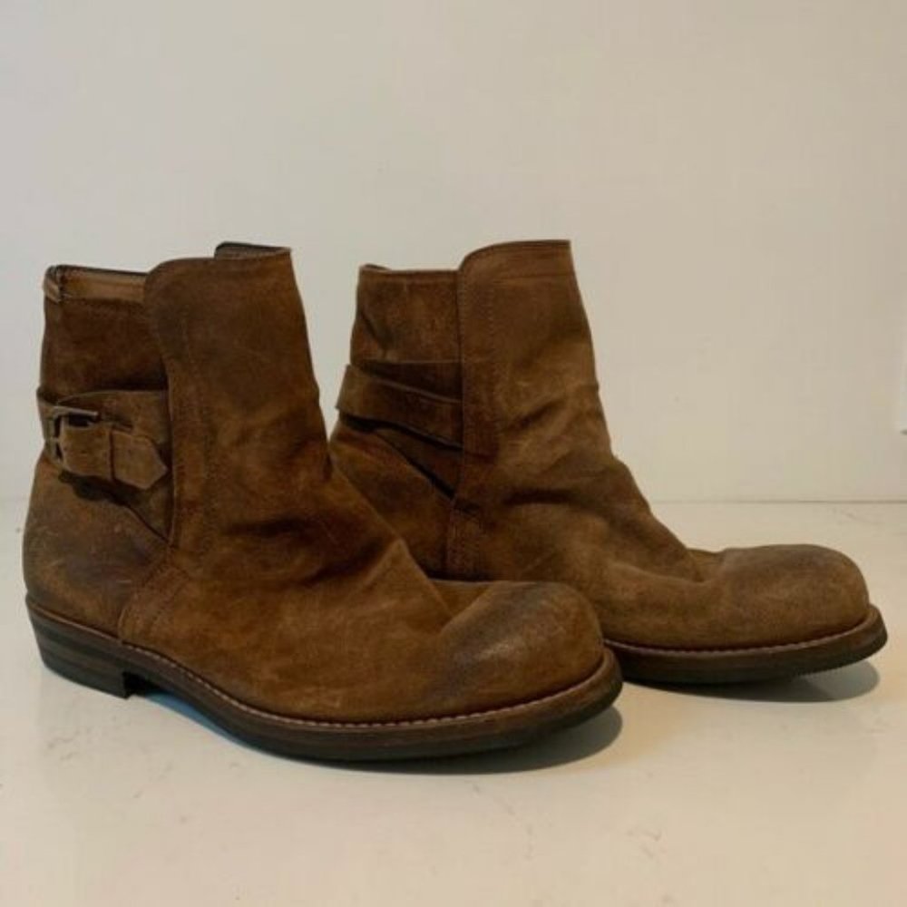 Mens Ralph Lauren Purple Label Collection Rustic Oiled Suede Grayson Bike Boot